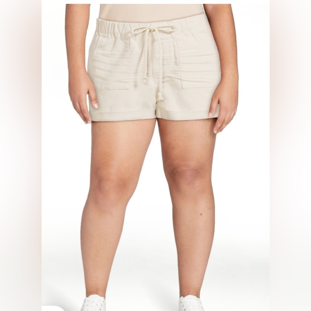 No Boundaries‎ Cream/Kakhi Utility Shorts With Elastic Waist